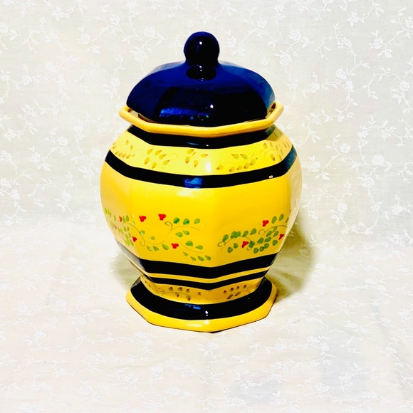 Other - Vintage LTD Hand Painted Floral Glass Vase w/ Lid 12” Elegant Decor